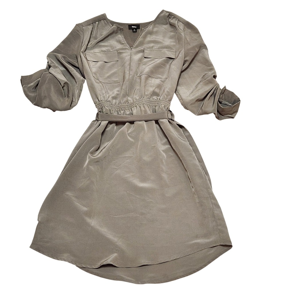 Mossimo Utility‎ Belted Shirtdress Belted Waist Muted Olive Green Med Minimalist